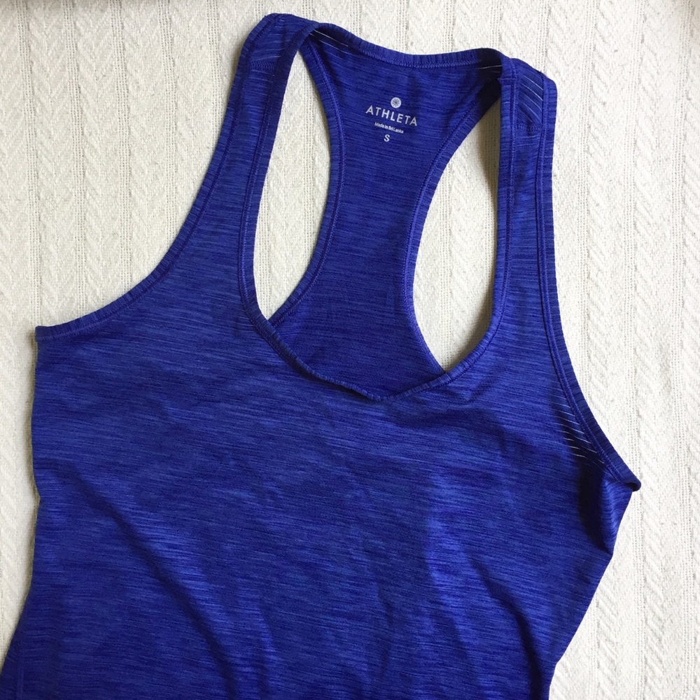Athleta Shadow Stripe Chi Racer Back Tank in Blue